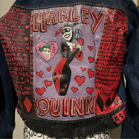 Rue Blue Jackets & Blazers - ooak hand painted Harley Quinn jacket